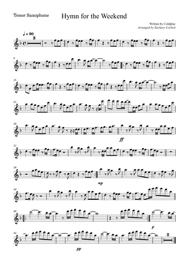 Hymn For The Weekend (arr. Zachary Corbett)