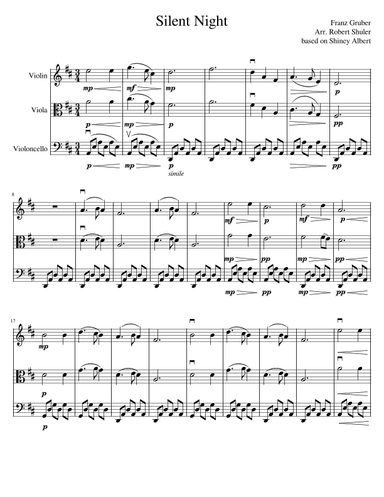 Silent Night String Trio Classical Style (arr. Robert Shuler)
