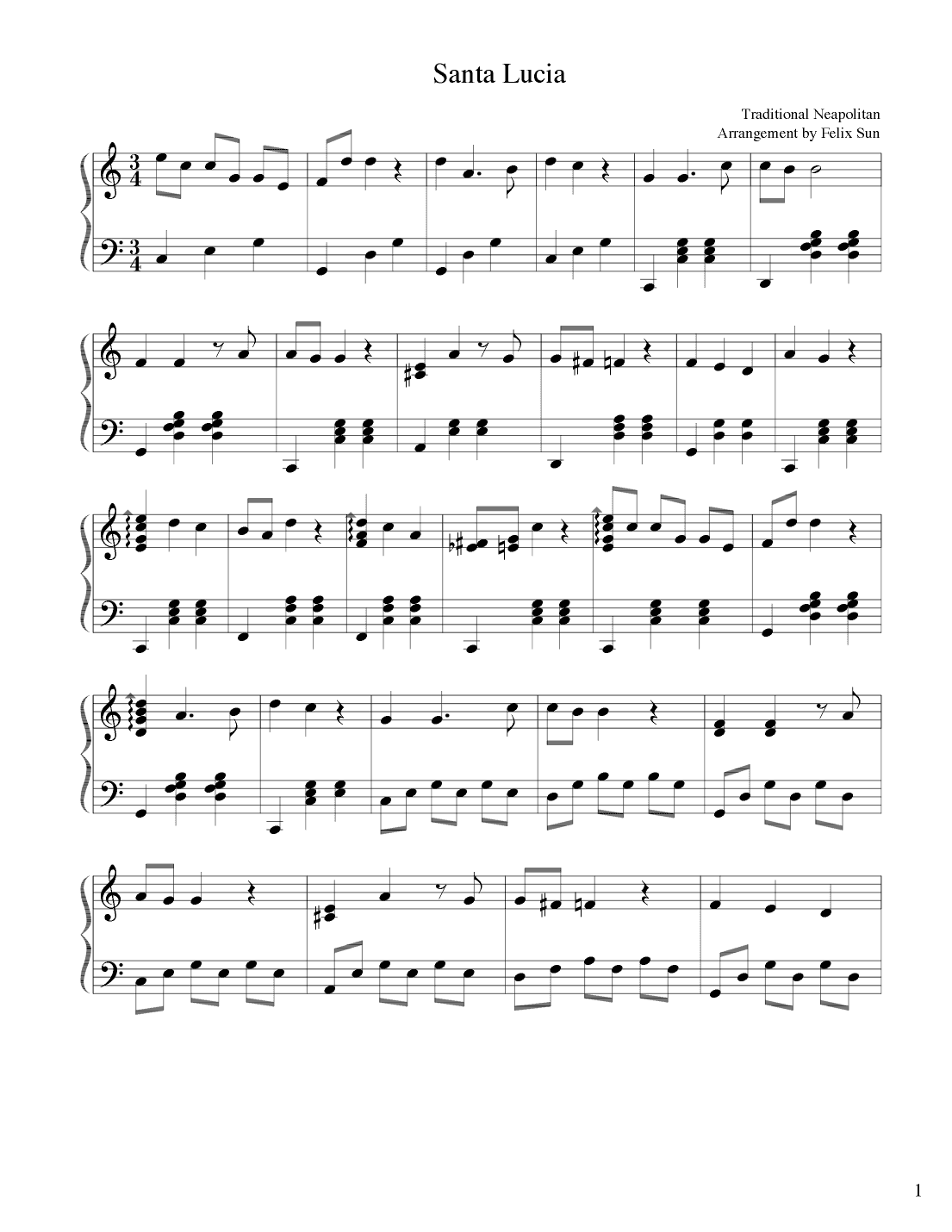 Santa Lucia (Piano Solo - Traditional Neapolitan Waltz) (arr. Felix Sun)