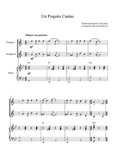 Un Poquito Cantas (arr. Kaiserin Rebecca)
