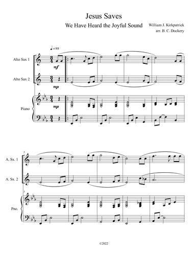 Jesus Saves (We Have Heard the Joyful Sound) Alto Sax Duet with Piano (arr. B. C. Dockery)