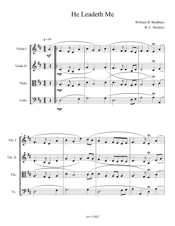 He Leadeth Me (String Quartet) (arr. B. C. Dockery)