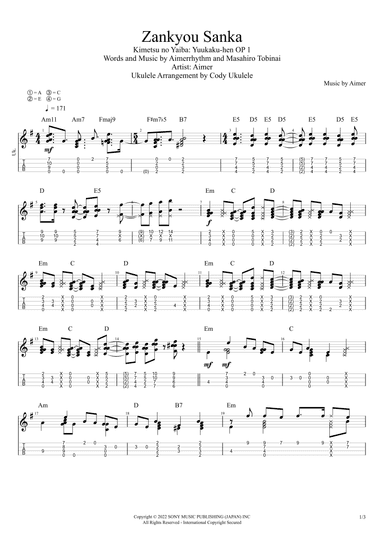 Zankyosanka (arr. Cody Ukulele)