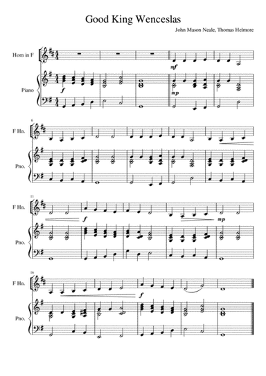 Good King Wenceslas - French Horn and Piano (arr. Kacie J. Rickells)