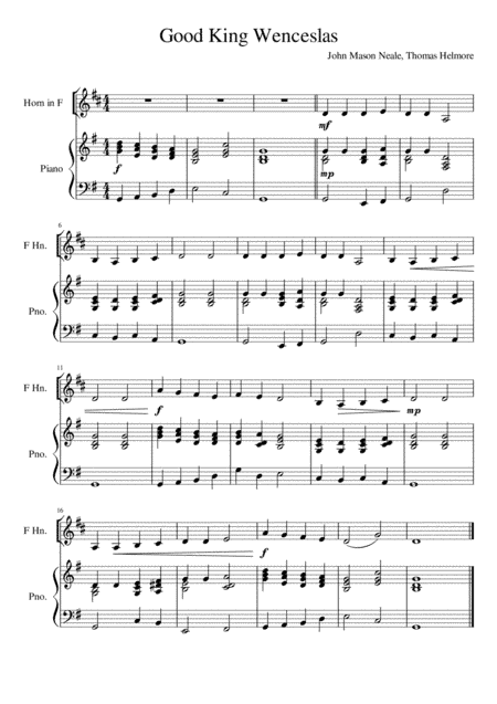 Good King Wenceslas - French Horn and Piano (arr. Kacie J. Rickells)