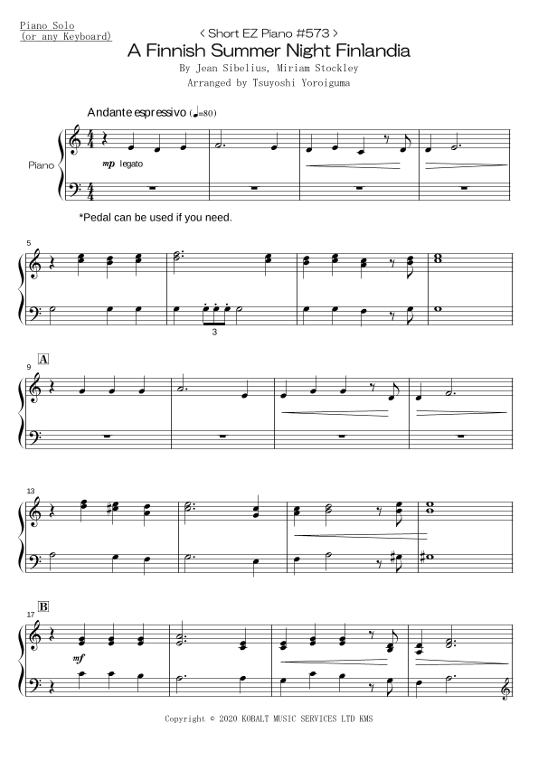 A Finnish Summer Night Finlandia (arr. Tsuyoshi Yoroiguma)