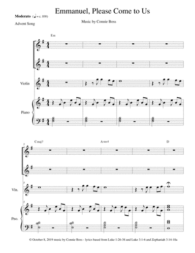 Emmanuel, Please Come to Us - vocal duet, violin & Piano