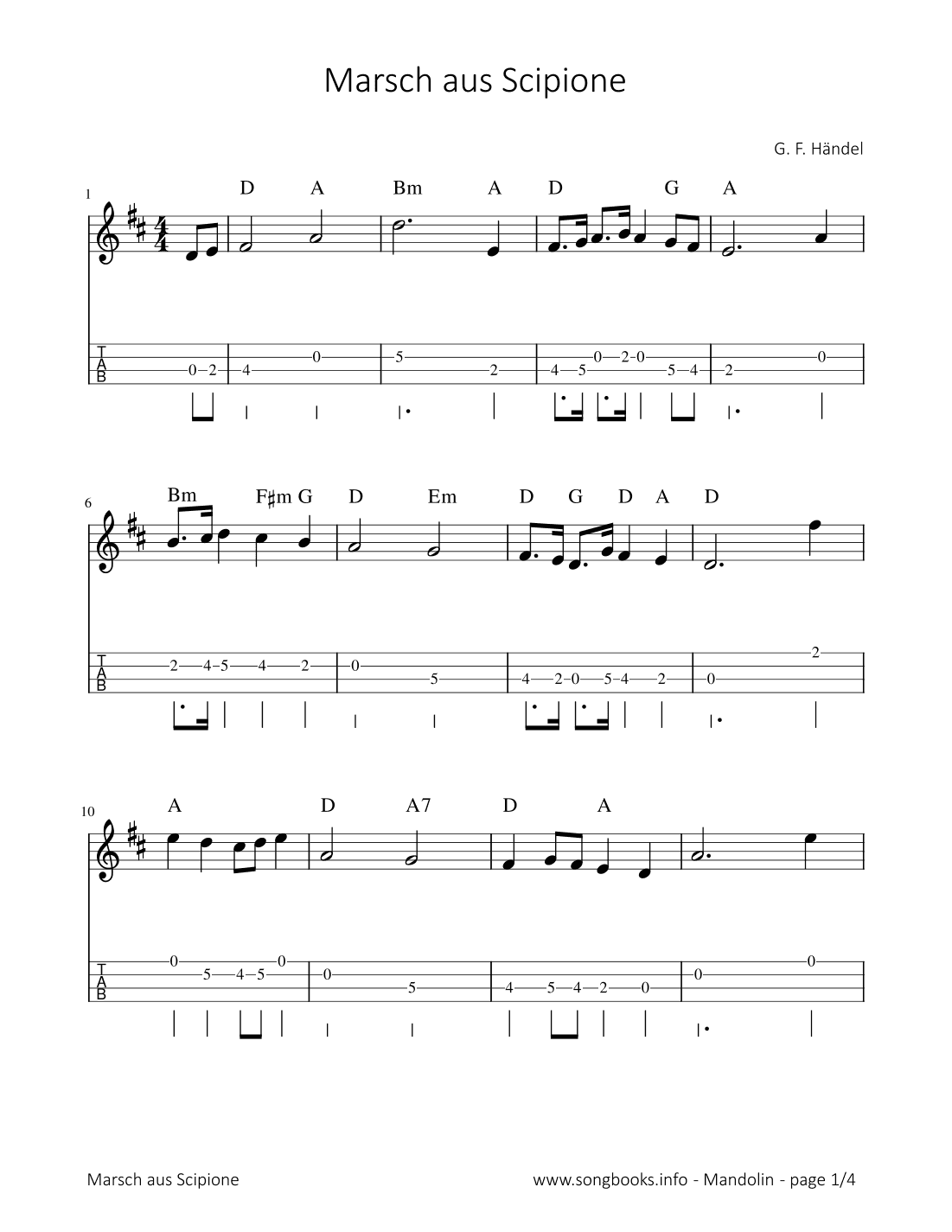 Marsch aus Scipione - G. F. Händel (arr. songbooks.info)