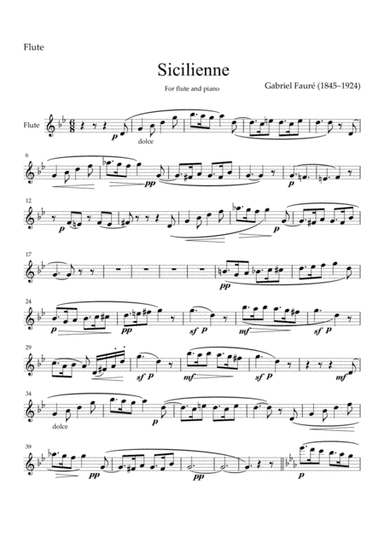 Sicilienne Op.78 for flute and piano (arr. MPS)