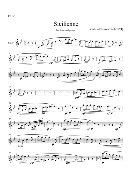 Sicilienne Op.78 for flute and piano (arr. MPS)