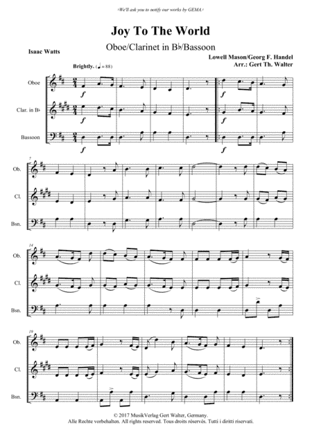 Joy To The World (arr. Gert Th. Walter)