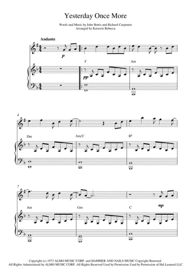 Yesterday Once More (arr. Kaiserin Rebecca)