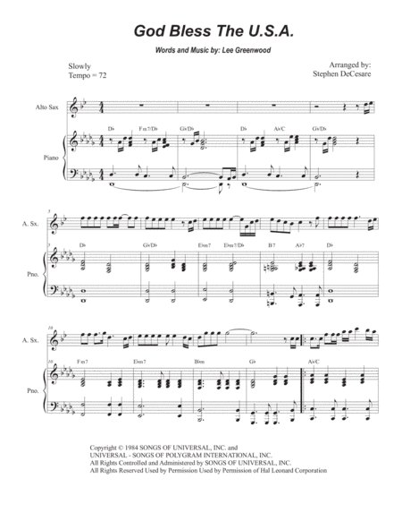 God Bless The U.S.A. (arr. Stephen DeCesare)