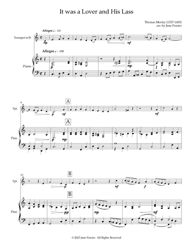 It was a Lover and His Lass (arr. Jane Frasier)