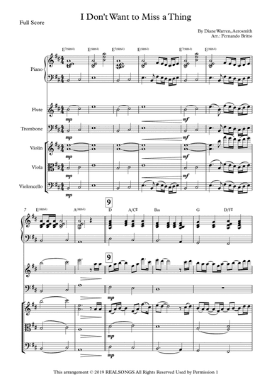 I Don't Want To Miss A Thing (arr. Fernando Britto)