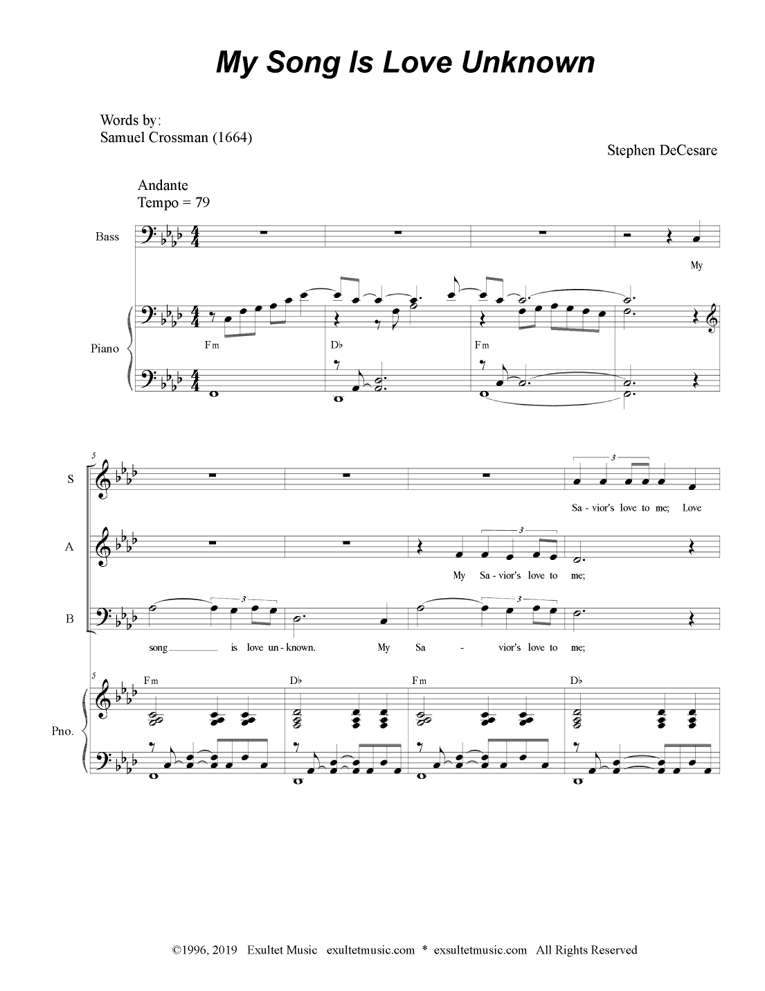 My Song Is Love Unknown (SAB)