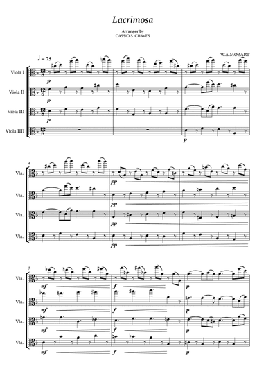 Mozart - Lacrimosa for String Quartet (arr. Cássio Silva Chaves)
