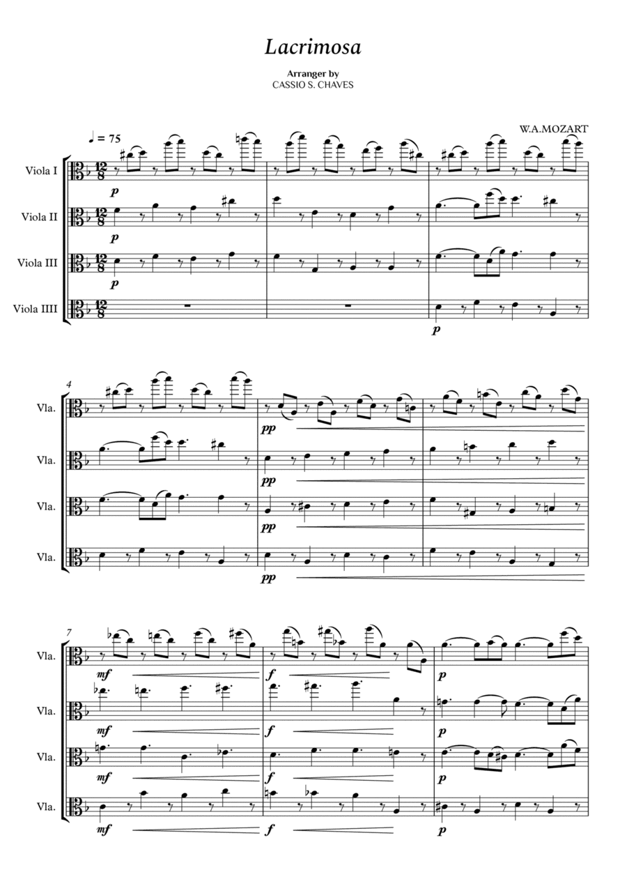 Mozart - Lacrimosa for String Quartet (arr. Cássio Silva Chaves)