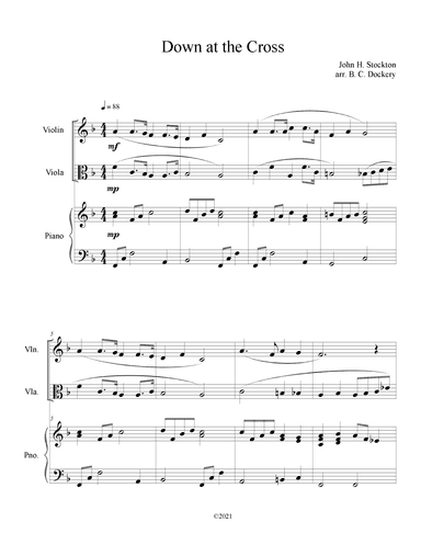 Down at the Cross (Violin and Viola Duet with Piano Accompaniment) (arr. B. C. Dockery)