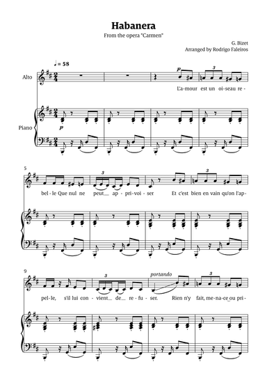 Habanera (for alto - B minor/major) (arr. Rodrigo Faleiros)