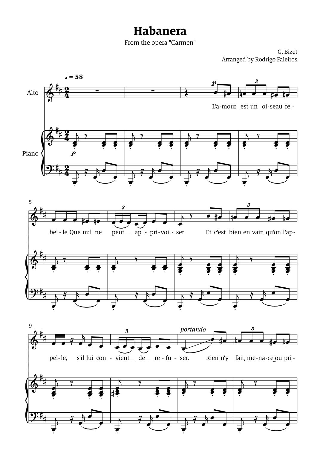 Habanera (for alto - B minor/major) (arr. Rodrigo Faleiros)