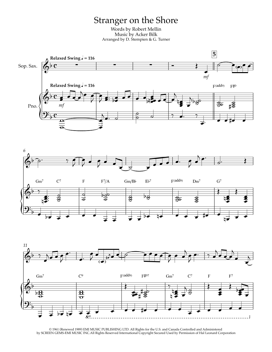 Stranger On The Shore (arr. Debra E. Stempien, Gregory H. Turner)