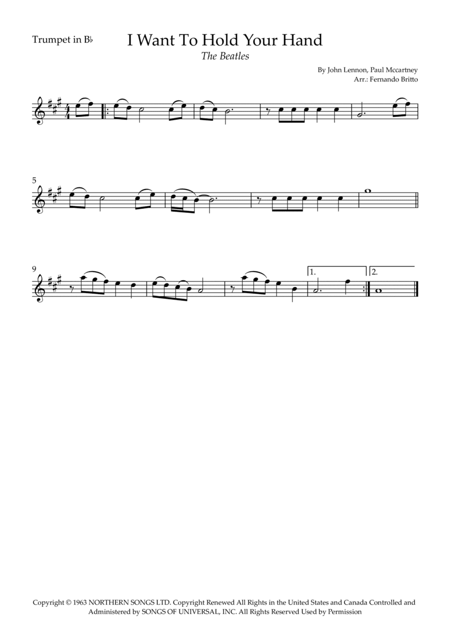 I Want To Hold Your Hand (arr. Fernando Britto)