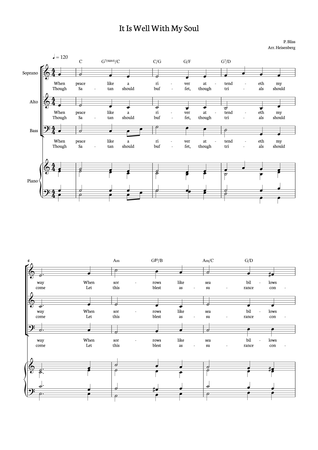 It Is Well With My Soul - SAB (arr. Heisenberg)