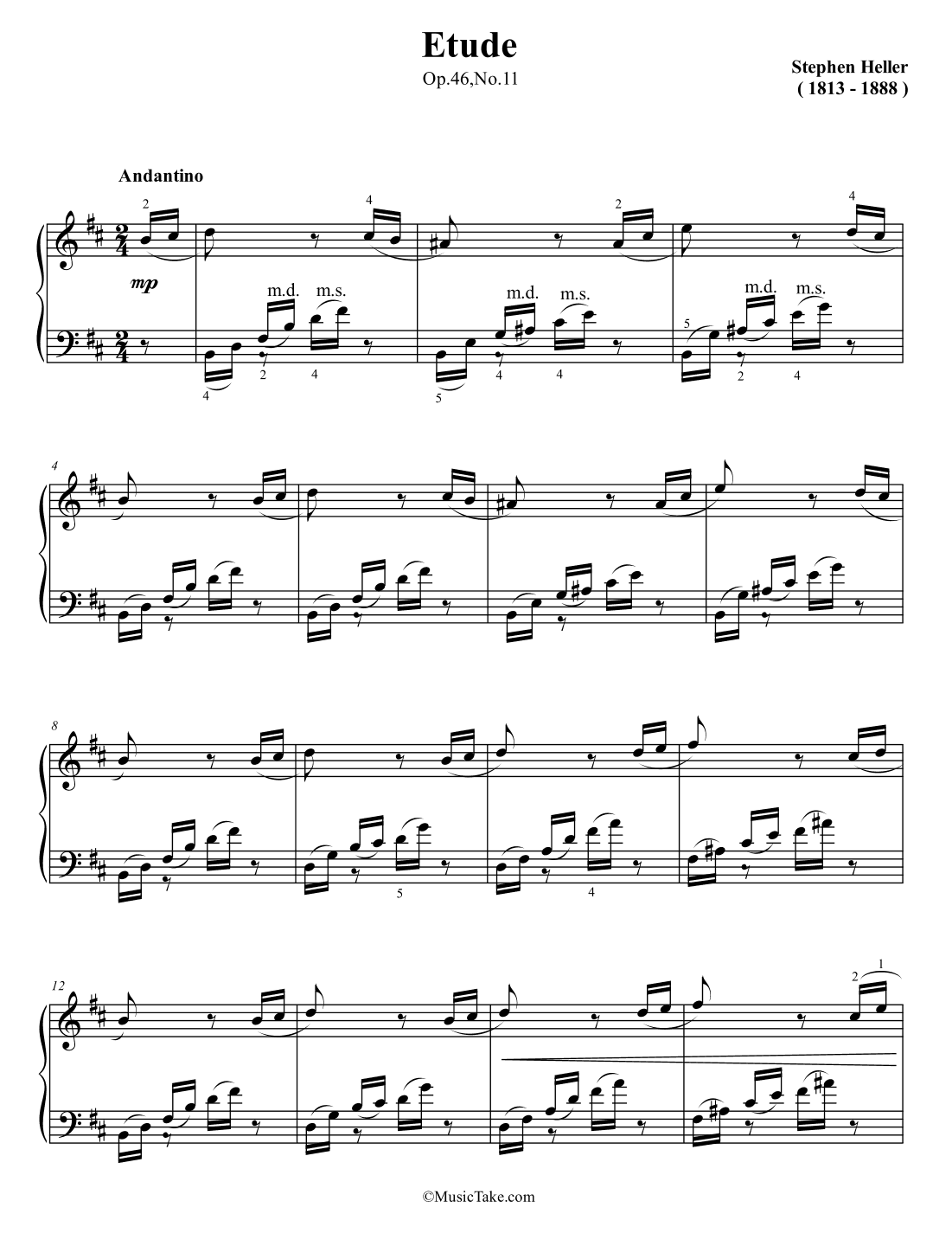 Heller Etude in B minor Op.46 No.11 (arr. Ben Choupak)