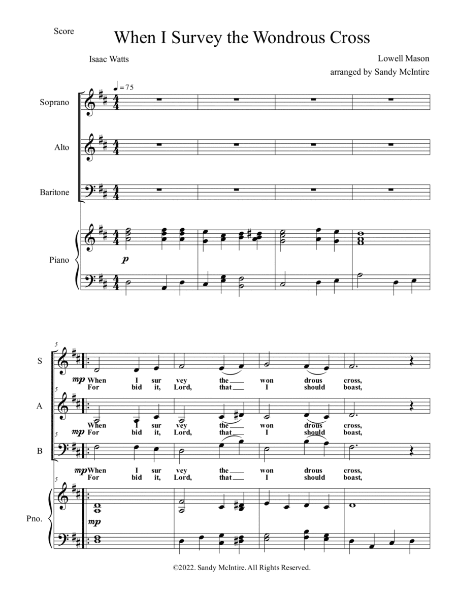 When I Survey the Wondrous Cross (arr. Sandy McIntire)