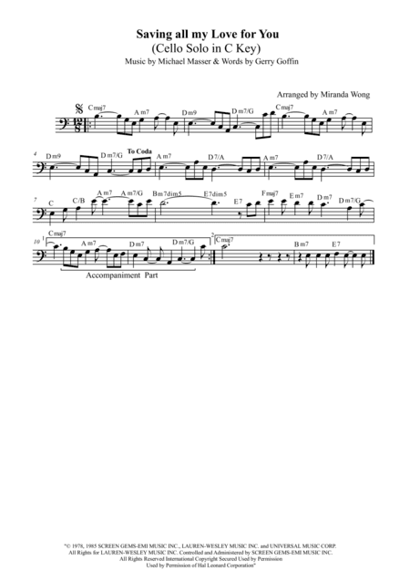 Saving All My Love For You (arr. Miranda Wong)