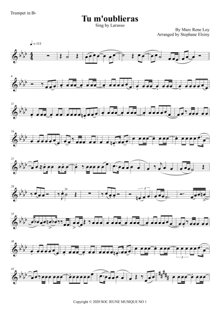 Tu M'oublieras (arr. Stephane ELSINY)