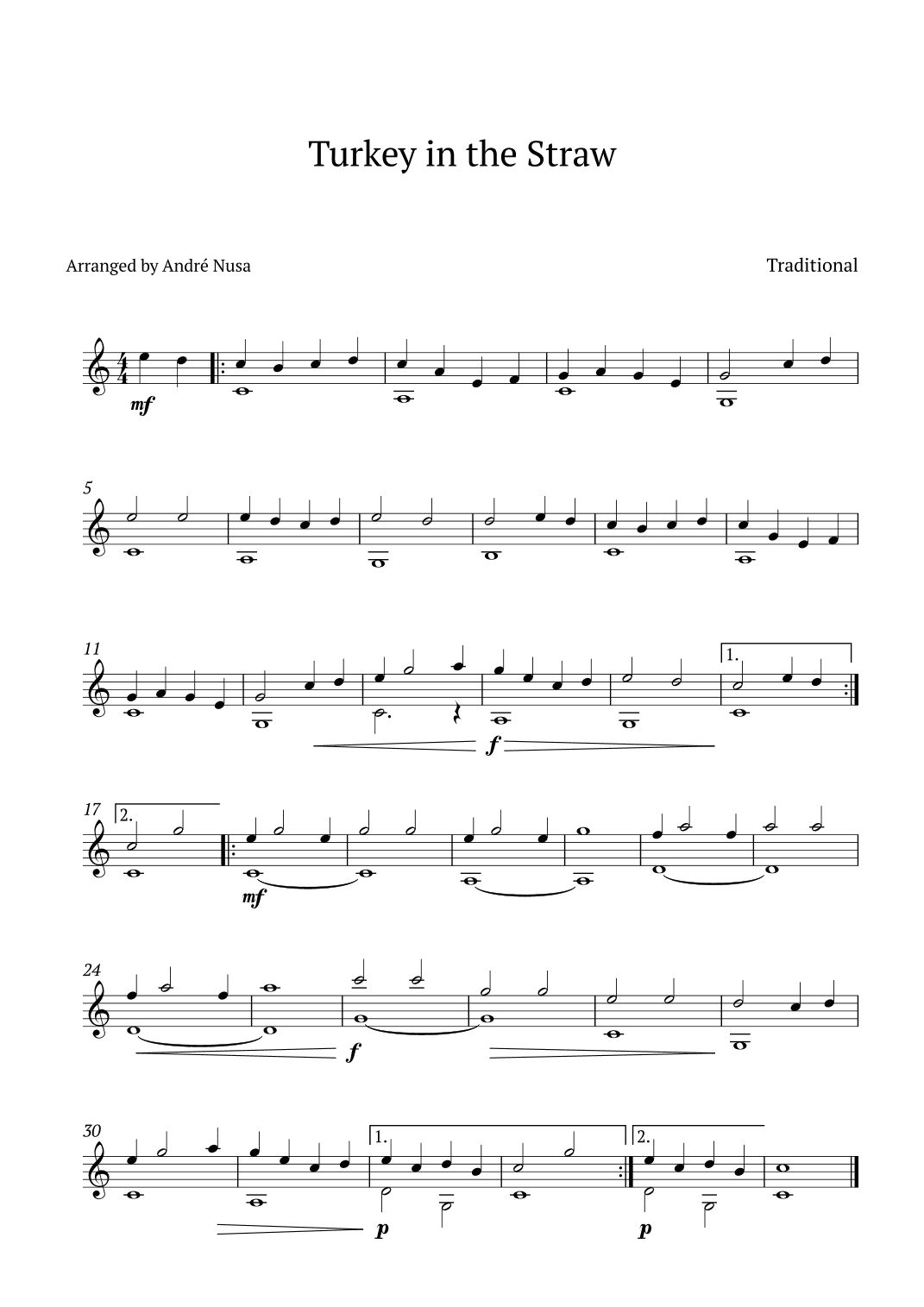 Turkey in the Straw (arr. André Nusa)