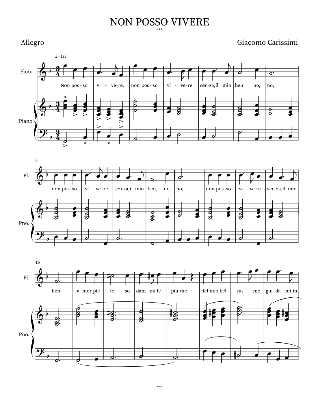 Non posso vivere (arr. Giacomo Carissimi)