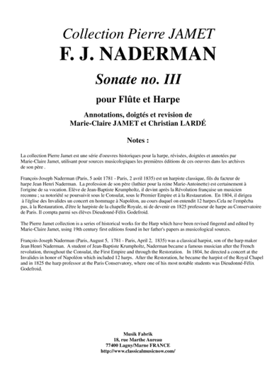 François-Joseph Naderman: Sonata III for flute and harp (arr. Marie-Claire Jamet)