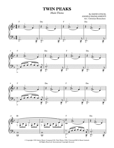 Twin Peaks Theme (arr. Christian Bennedsen)