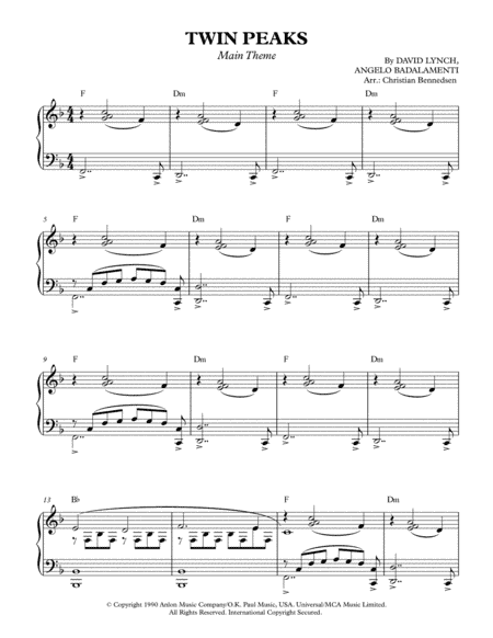 Twin Peaks Theme (arr. Christian Bennedsen)