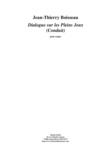 Jean-Thierry Boisseau: Dialogue sur les Pleins Jeux for organ