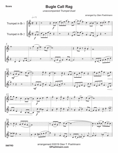 BUGLE CALL RAG - TRUMPET DUET (unaccompanied) (arr. Glen Poehlmann)