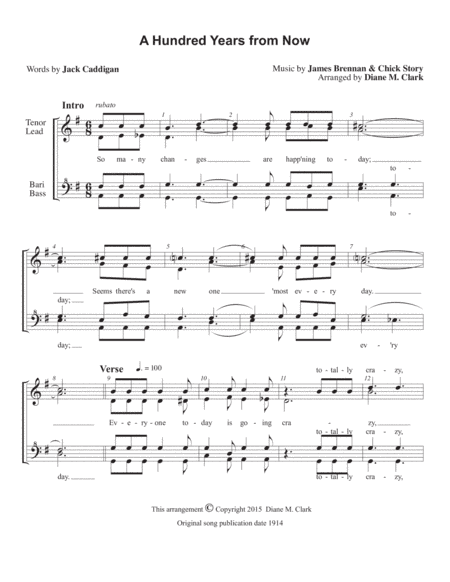 A Hundred Years from Now (CHORAL PRICING) (arr. Diane M. Clark)