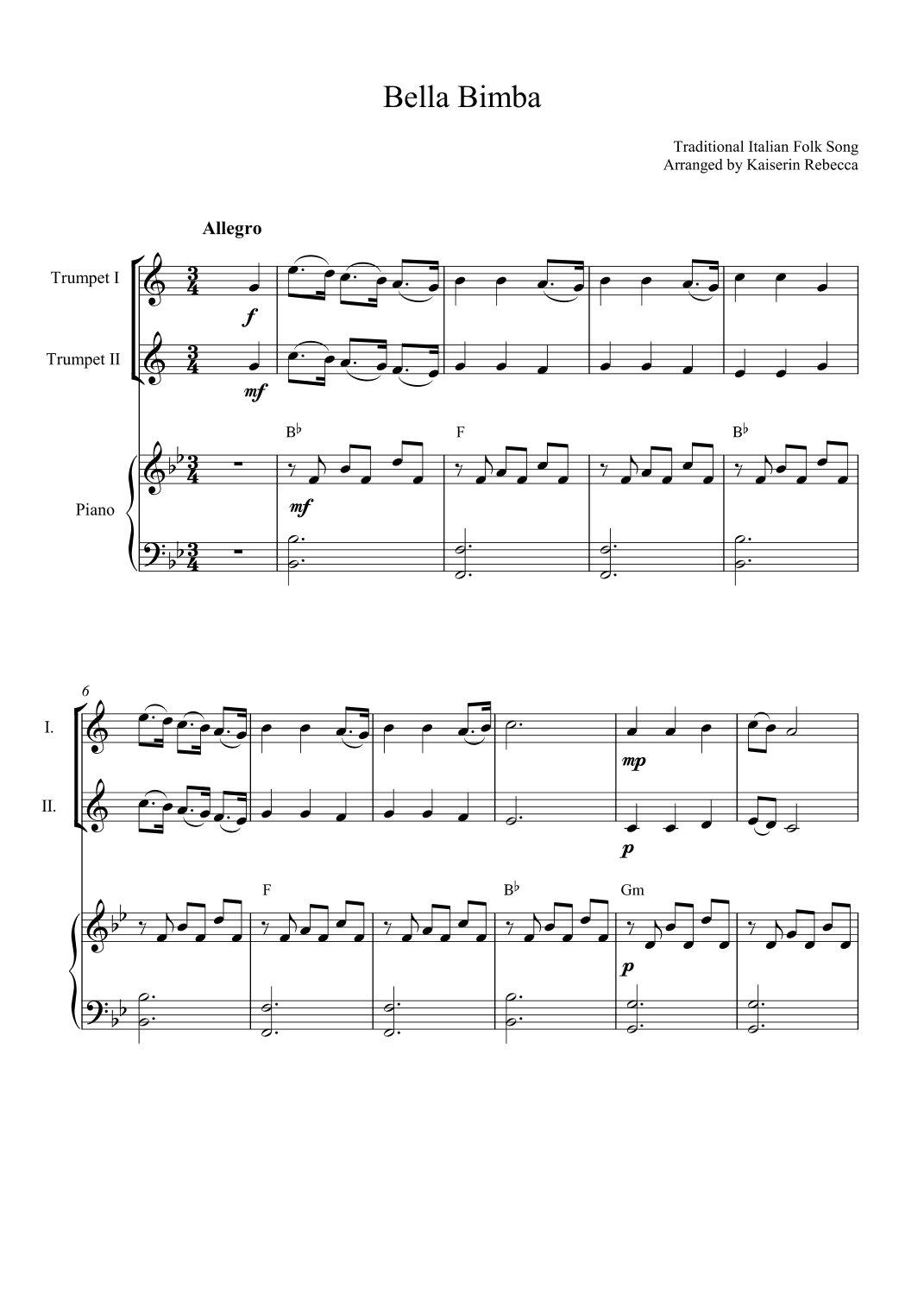 Bella Bimba (arr. Kaiserin Rebecca)