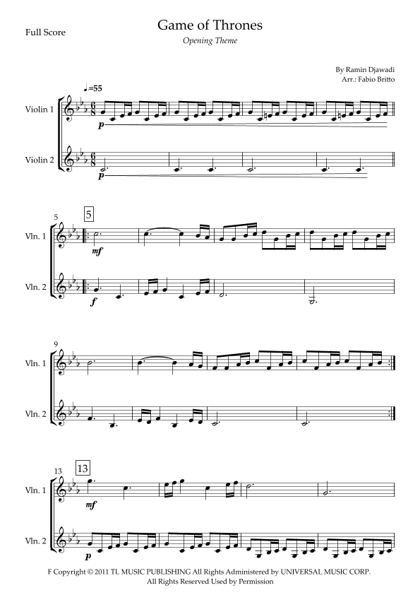 Game Of Thrones (arr. Fabio Britto)