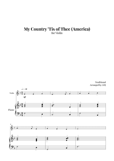 My Country 'Tis of Thee (America) (arr. GDJ)