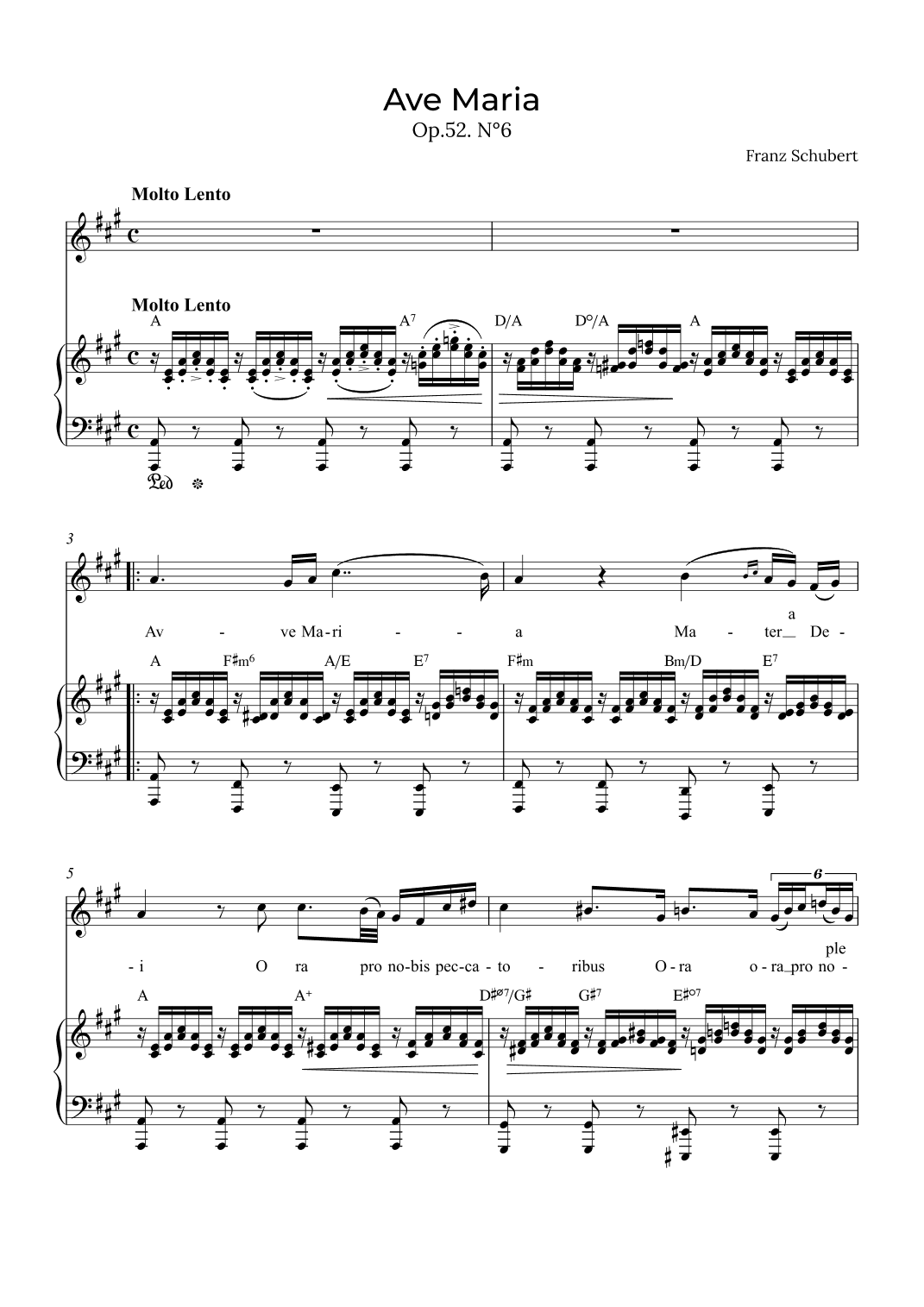 Ave Maria Schubert - Contralto with chords in A (arr. Alex Nunes Rodrigues)
