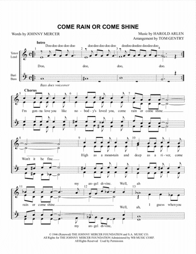 Come Rain Or Come Shine (arr. Tom Gentry)
