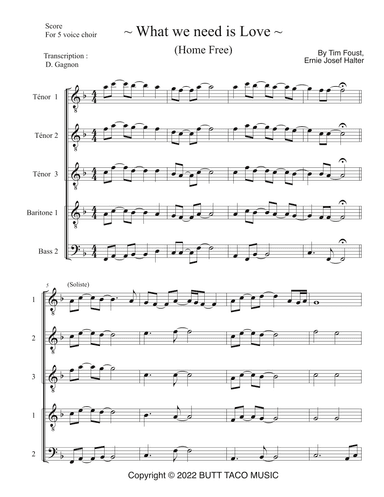 What We Need Is Love (arr. Transcription D. Gagnon)