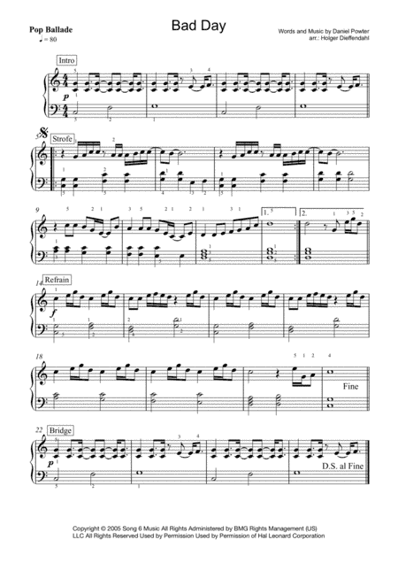 Bad Day (arr. Holger Dieffendahl)