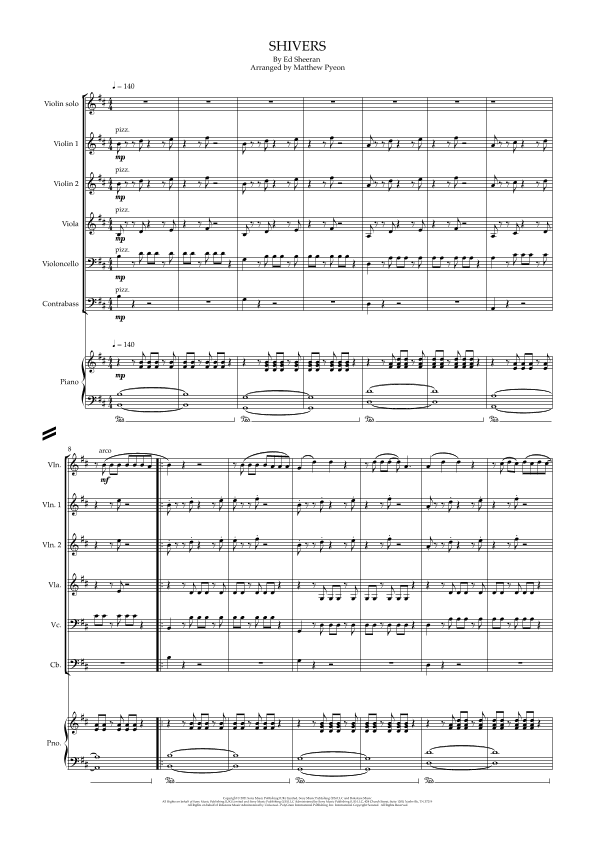 Shivers - Score Only (arr. Matthew pyeon)