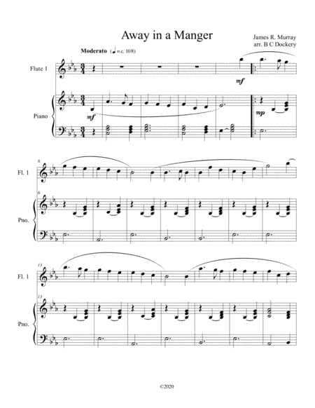 Away in a Manger (flute solo) with optional piano accompaniment (arr. B C Dockery)