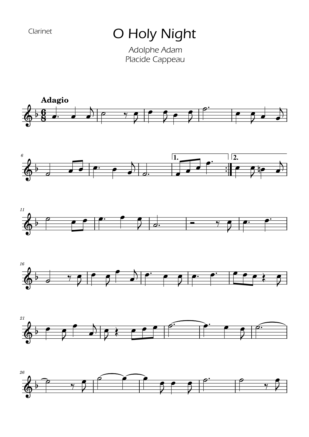 O Holy Night - Clarinet Solo (arr. Ygor Nunes)